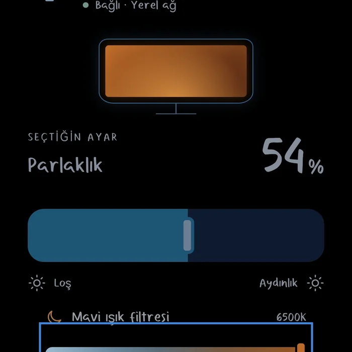 MoyMote telefon panelinde soğuktan sıcağa mavi ışık filtresi kaydırıcısı